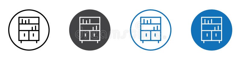 Book shelf icon flat editable icon mark set stock illustration