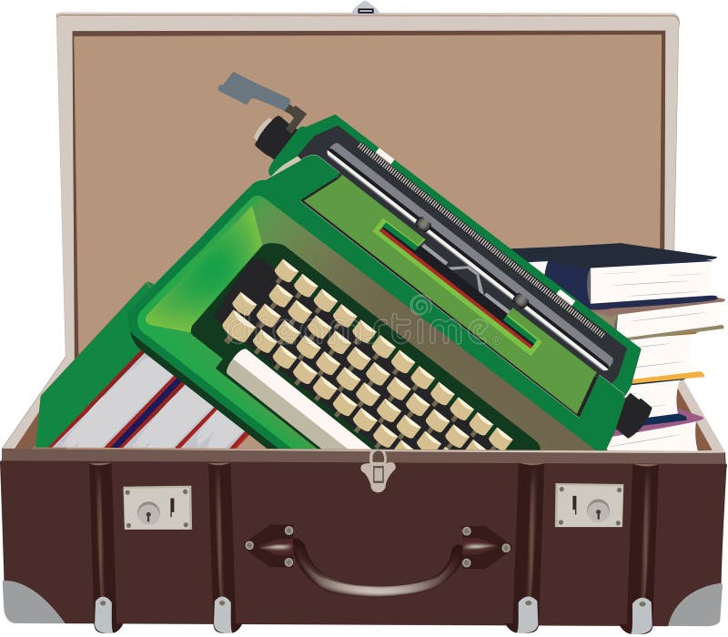 Book Suitcase and Journalism Typewriter Stock Vector Illustration of