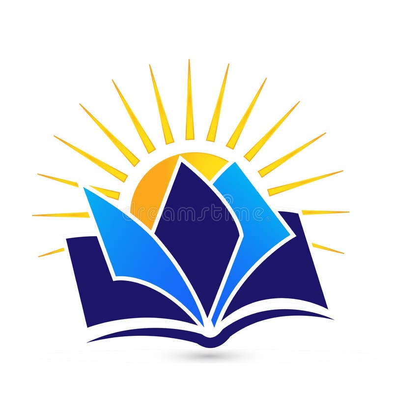 Book and sun logo vector illustration