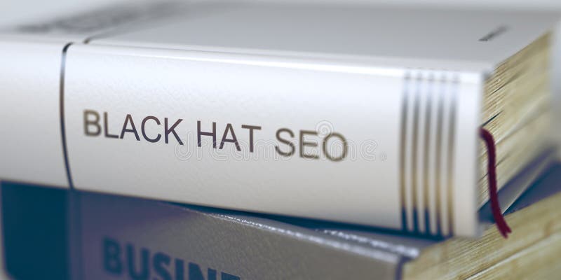 Stack of Business Books. Book Spines with Title - Black Hat Seo. Closeup View. Book Title of Black Hat Seo. Blurred Image with Selective focus. 3D Rendering. Title stock images, royalty-free photos and pictures