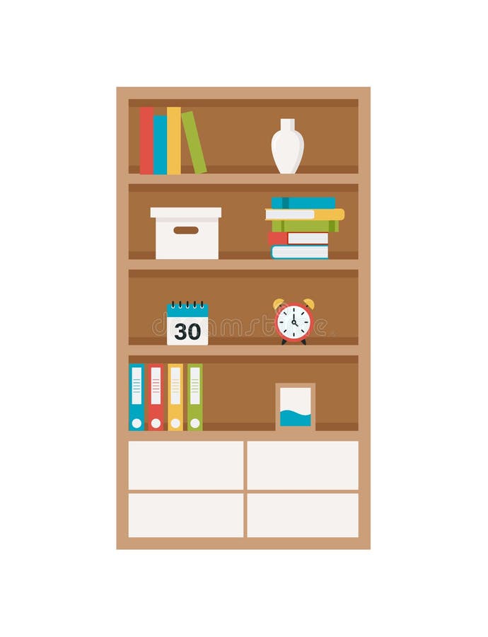 Bookcase. Flat Style Vector Design Template Stock Vector Illustration