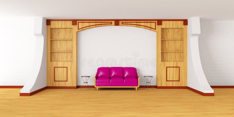 Bookcase in modern interio stock illustration