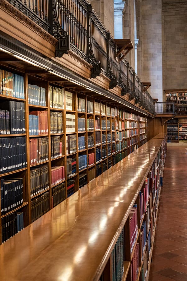 Bookcases in New York Public Library Stock Image Image of library