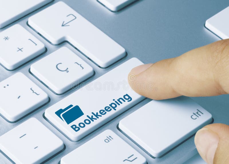 Bookkeeping - Inscription on Blue Keyboard Key