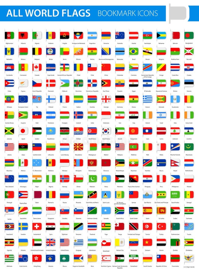 Flat world flag icons stock vector. Illustration of french - 44287747