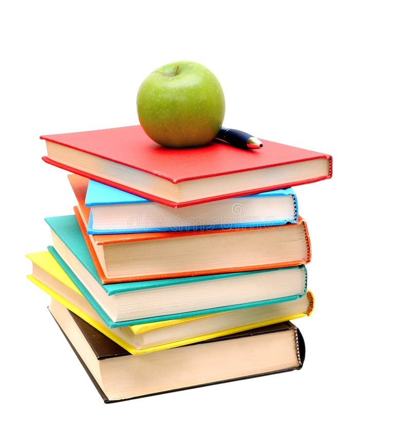 Books and apple stock image. Image of spine, textbook 28687503