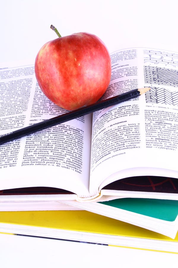 Books and apple