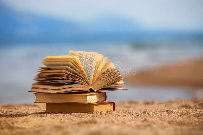 Books on a beach