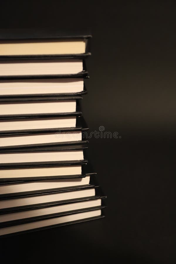 Books With Black Cover On A Black Background Stock Image - Image of ...