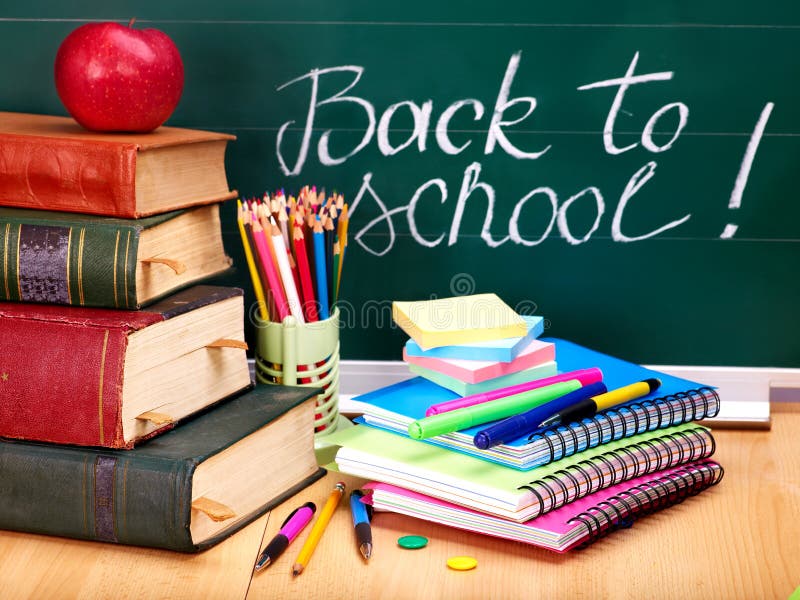 Books And Blackboard. School Supplies. Stock Images Image 20686224