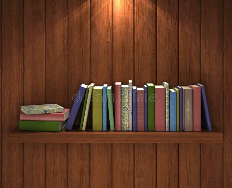 Libros sobre el marrón de madera estante.