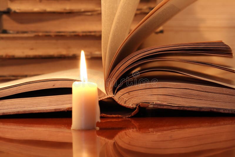 Books and Candle stock photo. Image of fire, memory, calmness 27219526