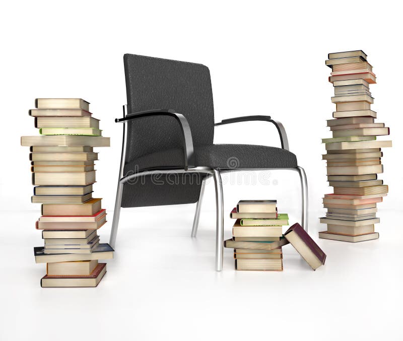 Chair Books. Reading Develops A Person. Stock Vector Illustration of
