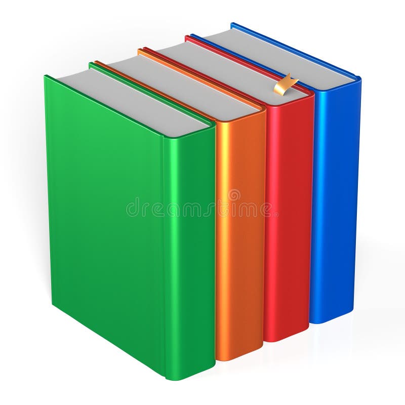 Books Four Blank Educational Textbooks Bookshelf Bookcase Stock ...