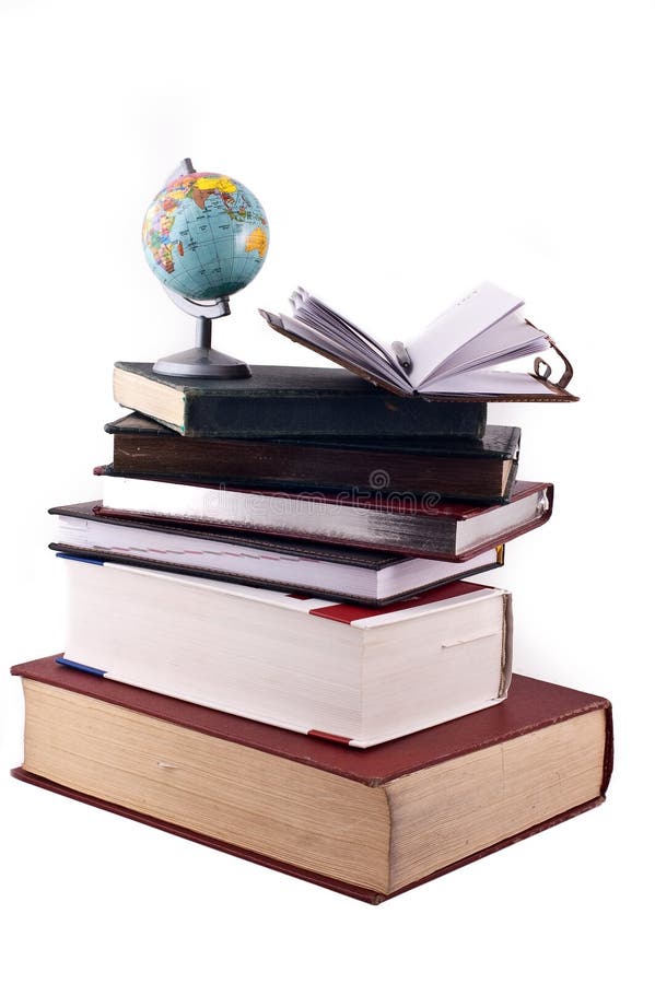 Books and globe stock photos