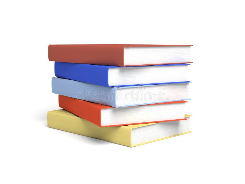 Books isolated on white background. Stack. Colorful covers. Blank. stock illustration