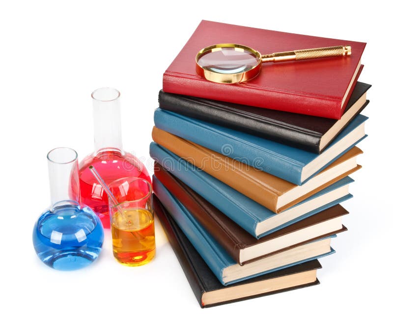 Books and a magnifier royalty free stock images
