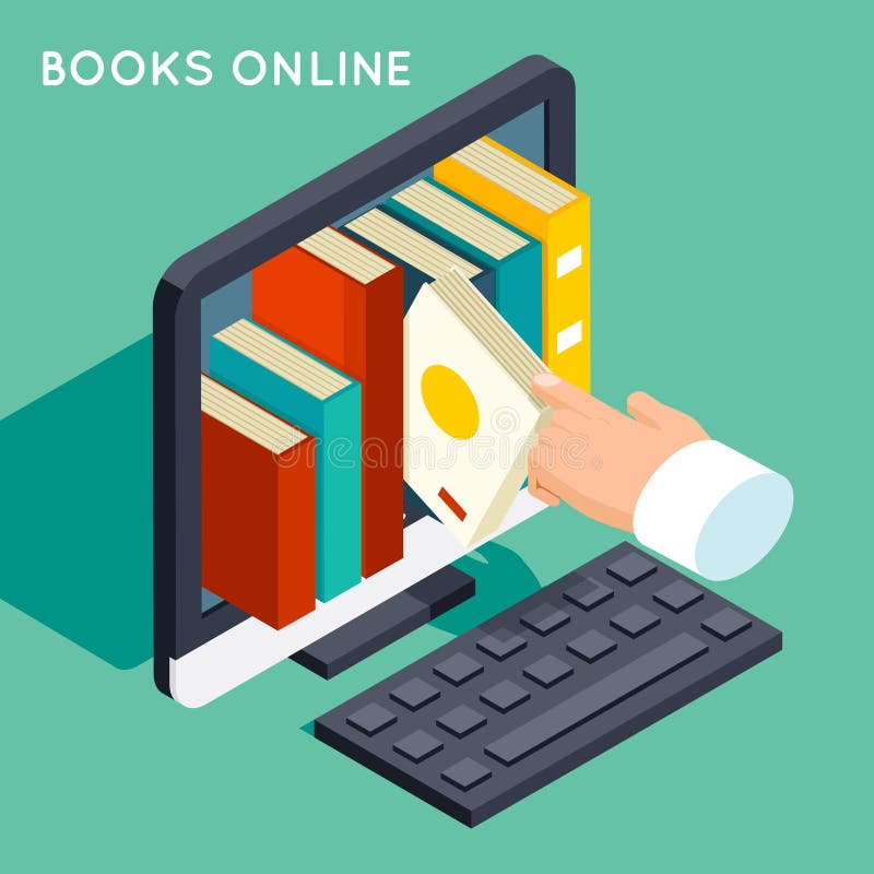 Download Books Online Library Isometric 3d Flat Concept Stock ...