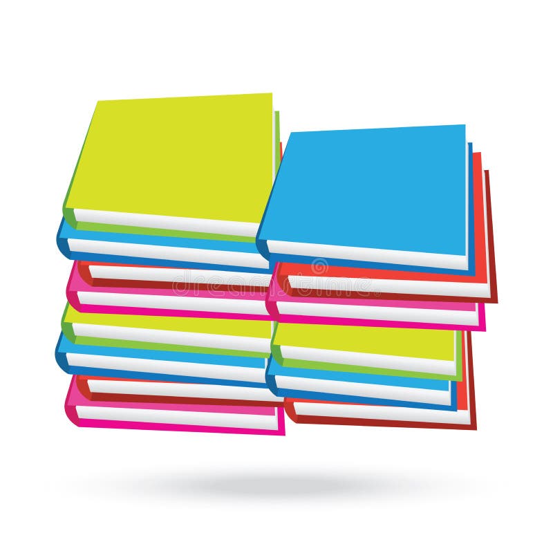 Books stack white background vector illustration