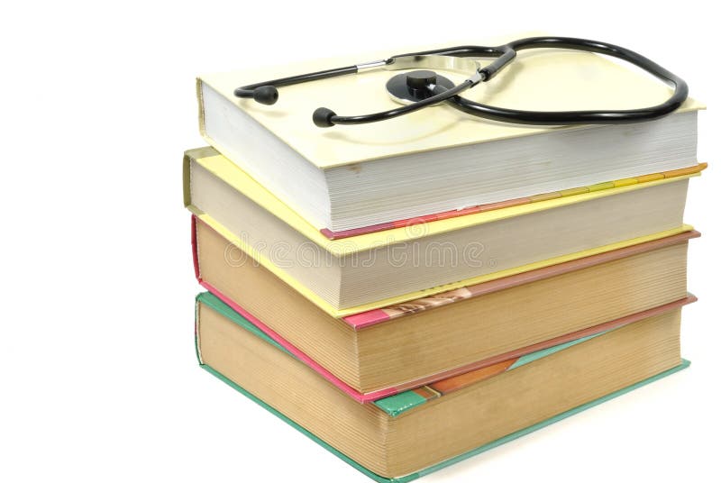 Books and stethoscope