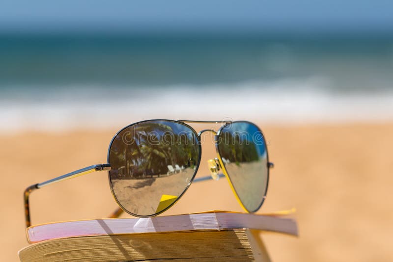 Books and Sunglasses on a Beach Stock Image Image of book, glasses