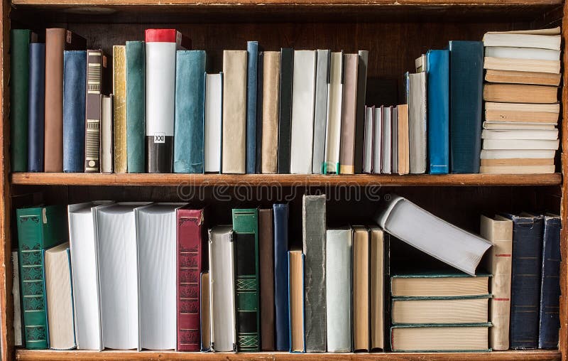 Books on Wooden Shelves in the Library Stock Photo Image of wood