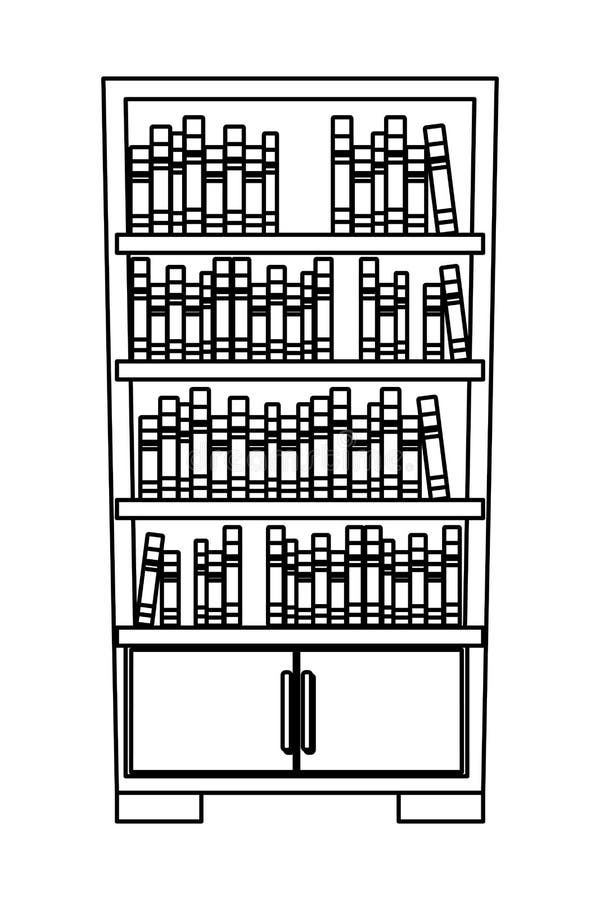 Bookshelf Icon Cartoon Black And White Stock Vector Illustration