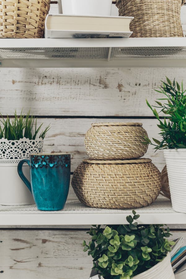 Bookshelf with Office Supplies Stock Image Image of lantern, office