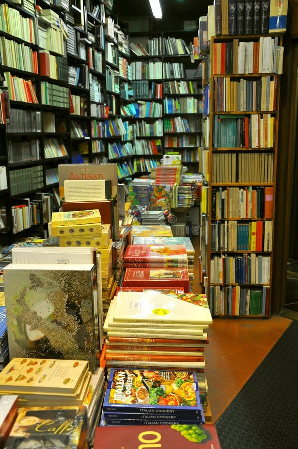 Bookstore in Italy stock photos
