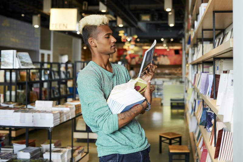 Black Woman Choosing Book in Bookstore Stock Photo Image of college