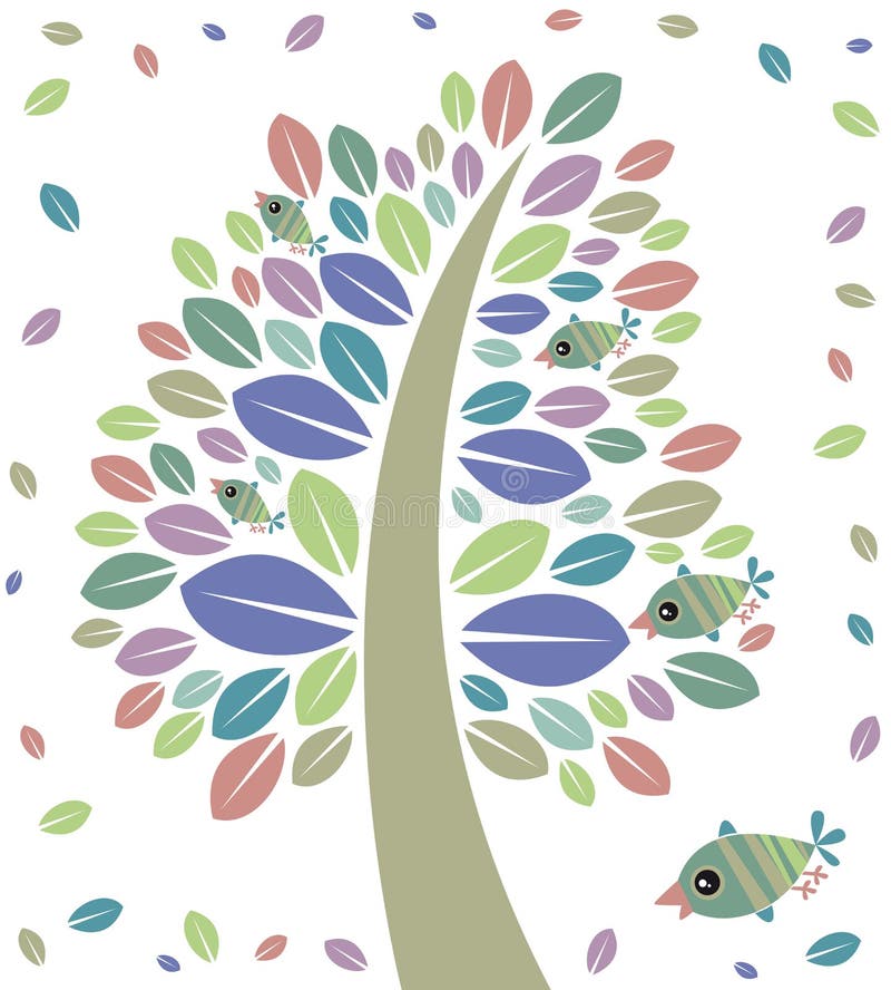 Boom en vogels stock illustratie Boom en vogels stock illustratie