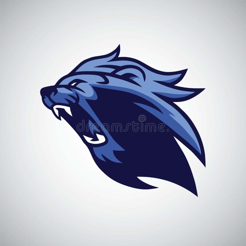 Boos Lion Blue Head Mascot royalty-vrije illustratie Boos Lion Blue Head Mascot royalty-vrije illustratie