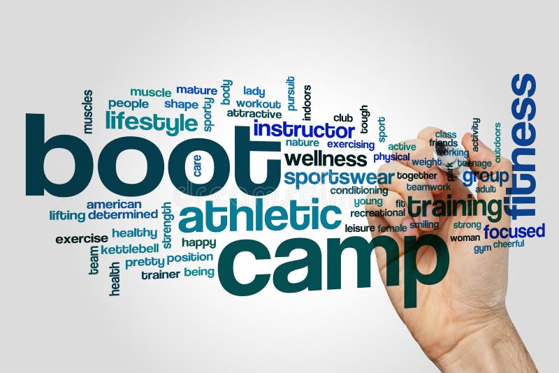 Boot camp word cloud concept on grey background royalty free stock photography