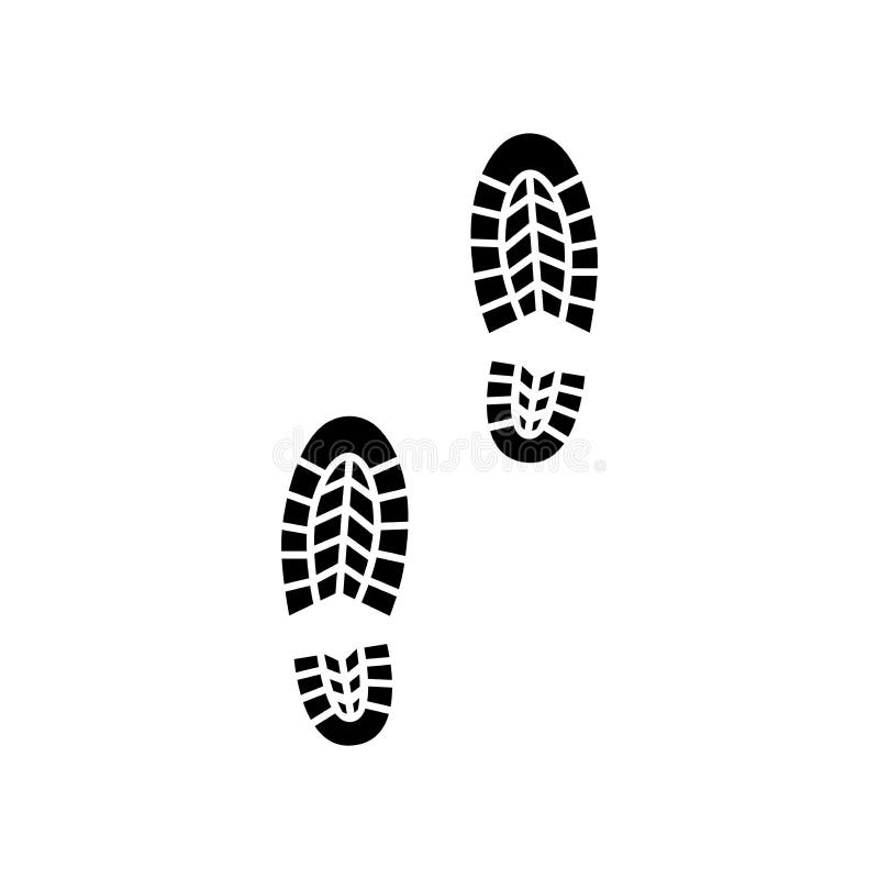 Boot footprint black track icon. Human shoe imprint mark. stock illustration