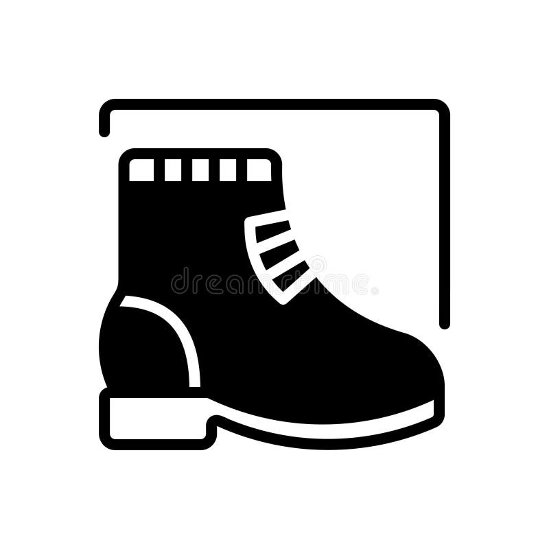 Black Solid Icon for Boot, Footwear and Shoes Stock Vector