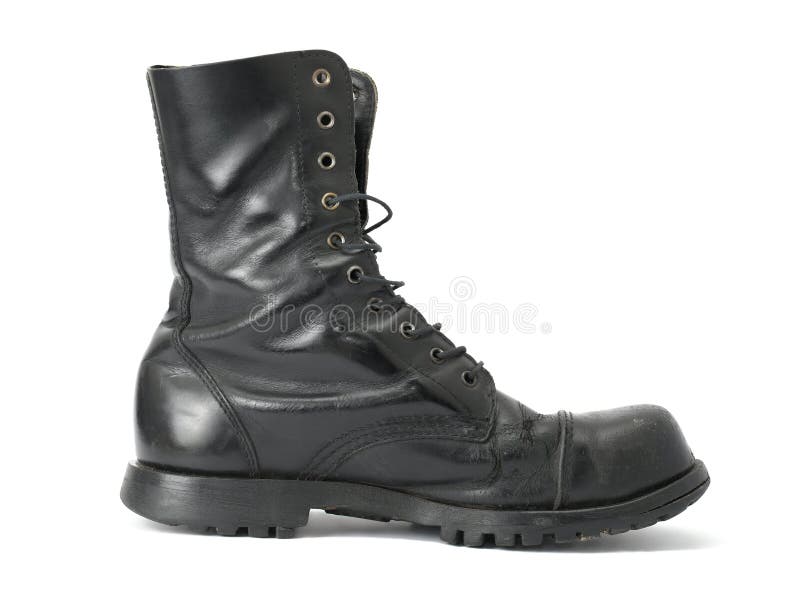 Steelcap leather boots isolated on white