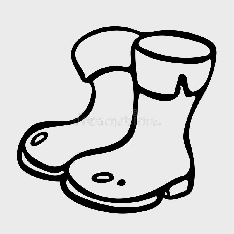 Boots Icon in Doodle Style. Autumn Shoes Simple Sketch Stock Vector ...