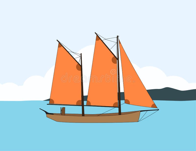 Bootssegeln auf Meerwasser lizenzfreie abbildung
