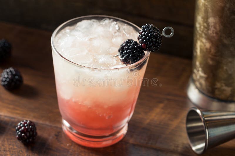 Boozy Blackberry Bramble Gin Cocktail Stock Photo Image of citrus