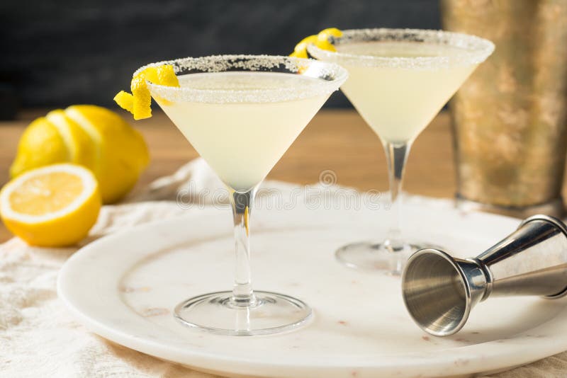 Boozy Refreshing Lemon Drop Martini stock images