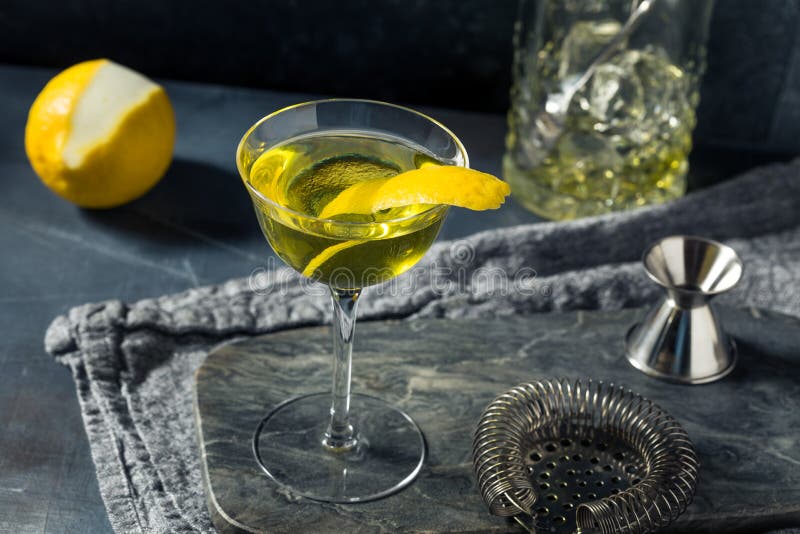 Boozy Refreshing Yellow Chartreuse Alaska Cocktail Stock Photo Image