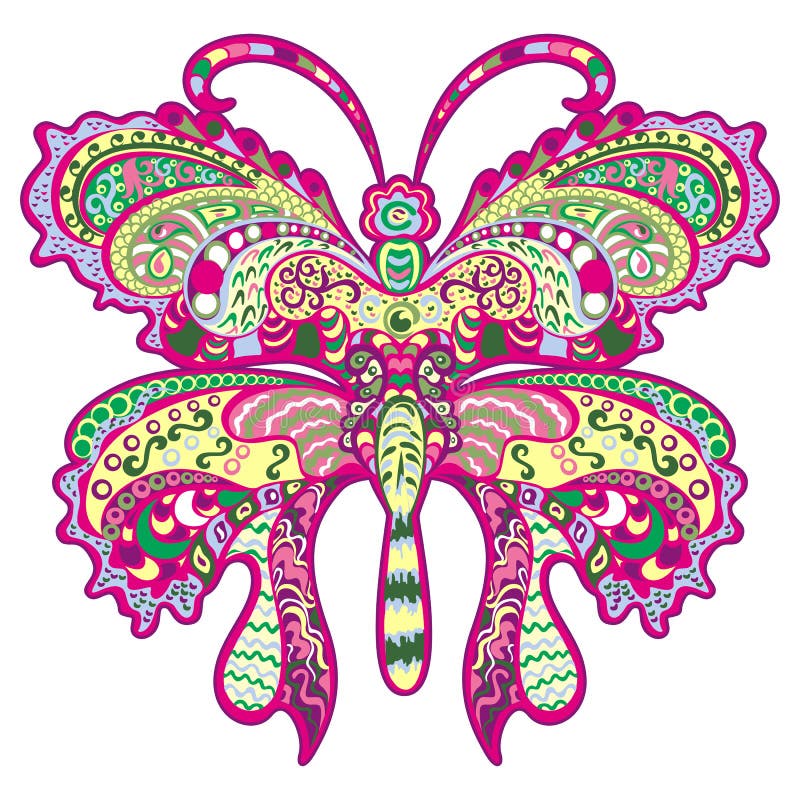 Borboleta colorida, ornamento decorativo. ilustração do vetor Borboleta colorida, ornamento decorativo. ilustração do vetor