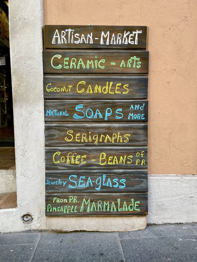 The Puerto Rican market sells souvenirs, ceramics, candles, coffee, soap, and sea glass to tourists and visitors. The Puerto Rican market sells souvenirs, ceramics, candles, coffee, soap, and sea glass to tourists and visitors.