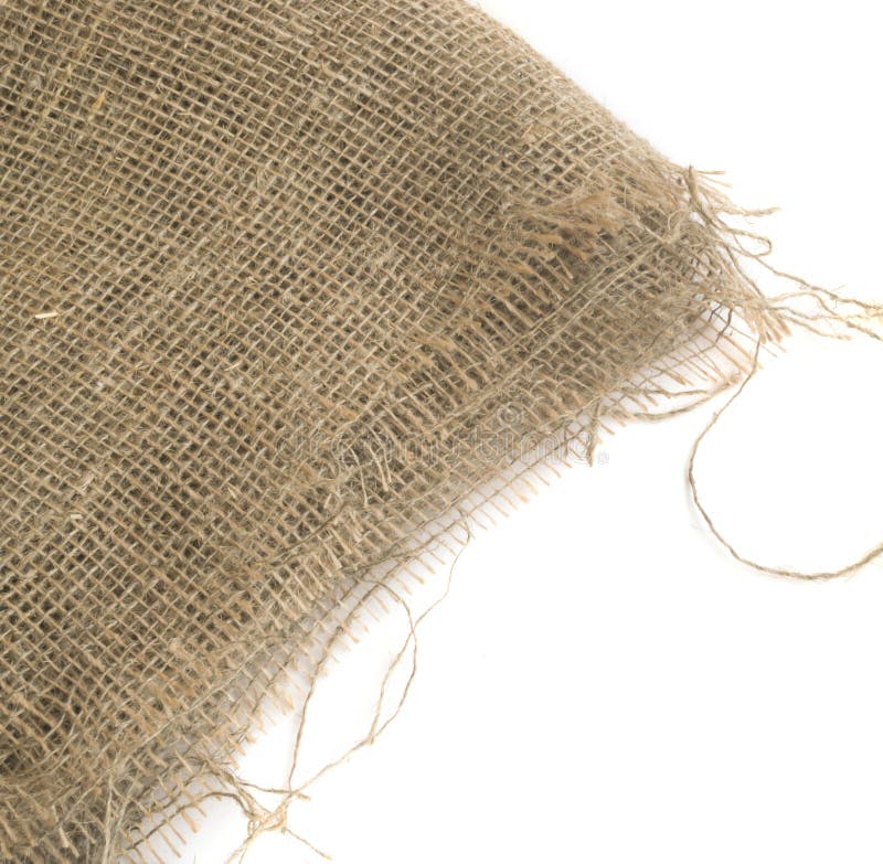 Bord de toile de jute ou vieille toile de toile sur le fond blanc image libre de droits Bord de toile de jute ou vieille toile de toile sur le fond blanc image libre de droits