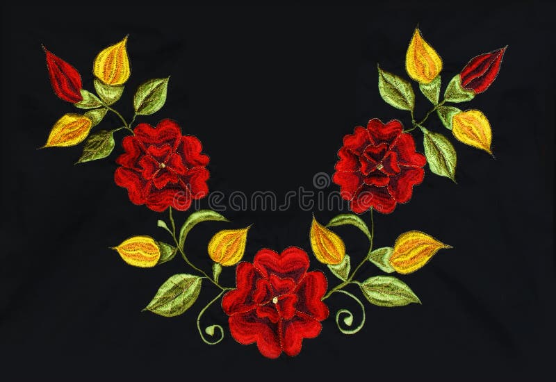 Bordado De Las Rosas En Negro Foto de archivo - Imagen de blanco, rojo: 41745452 Bordado De Las Rosas En Negro Foto de archivo - Imagen de blanco, rojo: 41745452