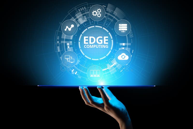 Borde que computa tecnolog? a moderna de las TIC en concepto de la pantalla virtual stock de ilustración