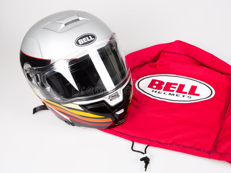 duim versus Treble Bell Helmet Motorbike with Cover Red and Logo Sign for Sale in Motorcycle  Dealership Editorial Stock Image - Image of gear, culture: 198136579