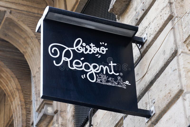 Bistro Regent Text Sign and Logo Front of Restaurant French Chain ...