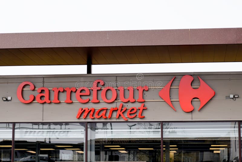 Carrefour Market Logo Text And Brand Sign City Center Store Entrance