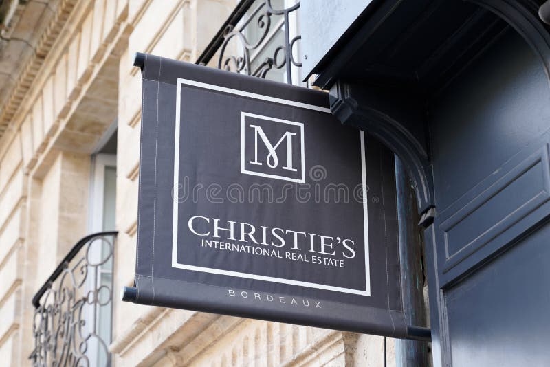 Christies Sign and Logo Text Front of Real Estate Luxury Store Christie ...